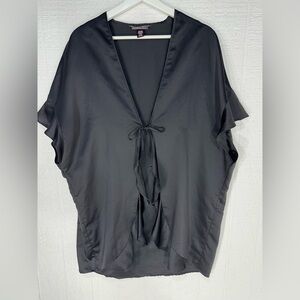 Victoria’s Secret satin short sleeve kimono robe black OS